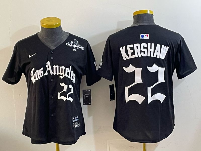 Youth Los Angeles Dodgers #22 Kershaw Black 5th Jointly Name 2026 Nike MLB Jersey style 02->youth mlb jersey->Youth Jersey